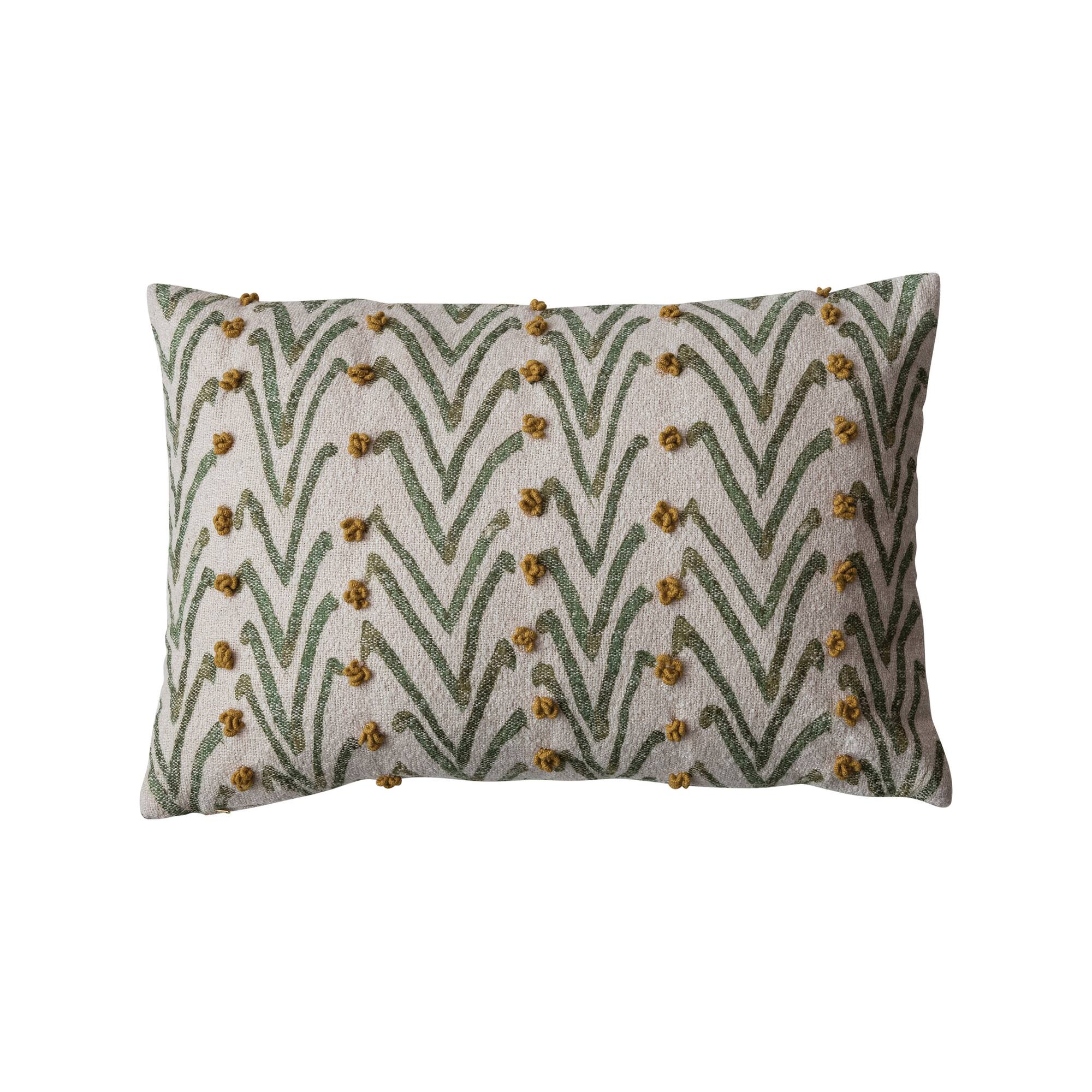 Hello Honey® 24" Natural, Green & Mustard Floral Pattern Lumbar Pillow